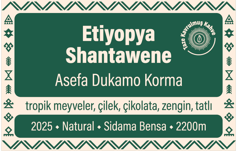 etiyopya shantawene cekirdek kahve urun etiketi