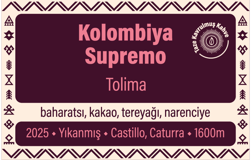 kolombiya tolima cekirdek kahve urun etiketi